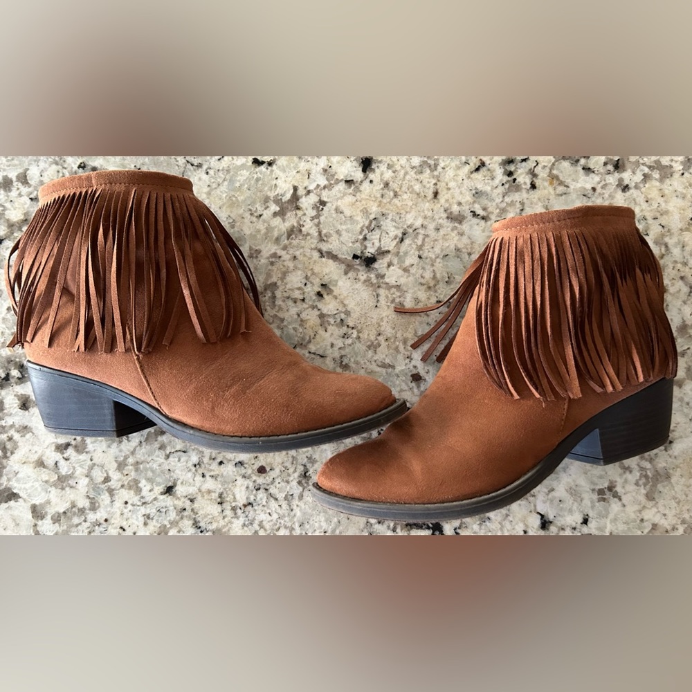 Suede Fringe Booties